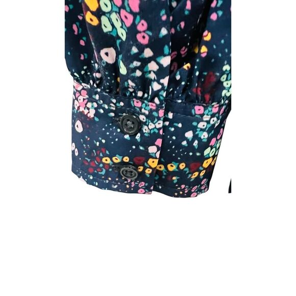 Derek Lam Long Sleeve V-Neck Blue Floral Midi Dress Size 40 US 4 - Picture 8 of 11